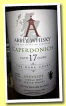 Caperdonich 17 yo 1995/2012 (57.8%, Abbey Whisky, The Rare Casks, 96 bottles)